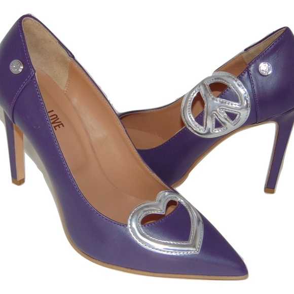 Moschino Shoes - Love MOSCHINO Peace Sign Heart Purple Pumps